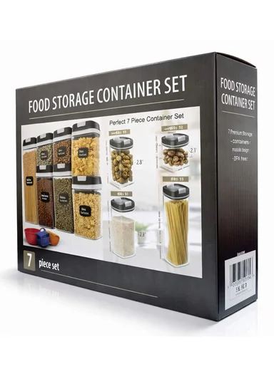 7Pcs Transparent Airtight Food Storage Canisters with Durable Plastic Lids JN-331