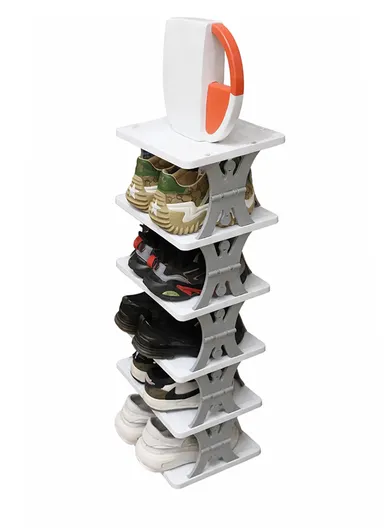 6-Tier Narrow Multifunctional Storage Rack, Foldable Vertical Design &amp; Free Collocation Shoe Organizer (L26.5 x W26.5 x H85)cm