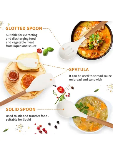 12 Pcs BPA Free Silicone Kitchen Set with Container - Black / M