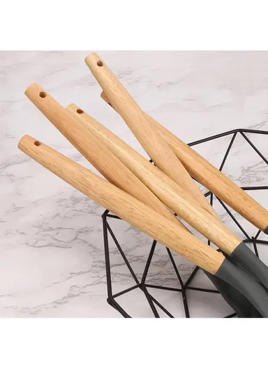 12 Pcs BPA Free Silicone Kitchen Set with Container - Black / XL