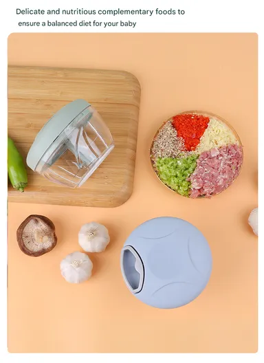 500ml Manual Hand Pull Food Chopper, Compact Vegetable Cutter with Stainless Steel Blades - Pink