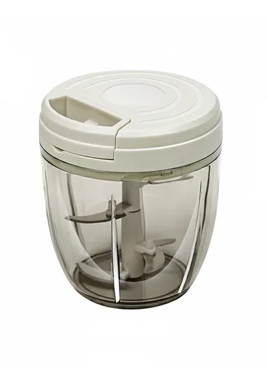 1000ml Manual Hand Pull Food Chopper, Compact Vegetable Cutter with Stainless Steel Blades - Grey