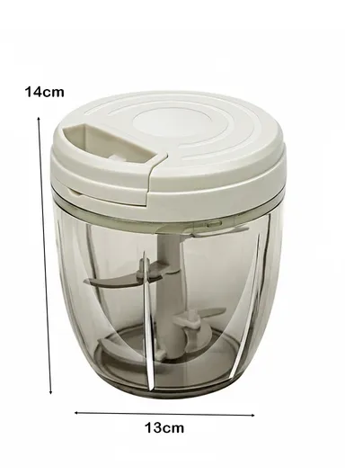 1000ml Manual Hand Pull Food Chopper, Compact Vegetable Cutter with Stainless Steel Blades - Grey