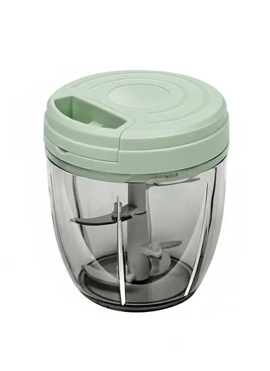 1000ml Manual Hand Pull Food Chopper, Compact Vegetable Cutter with Stainless Steel Blades - Green