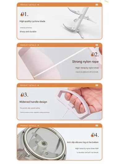 1000ml Manual Hand Pull Food Chopper, Compact Vegetable Cutter with Stainless Steel Blades - Green