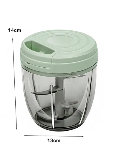 1000ml Manual Hand Pull Food Chopper, Compact Vegetable Cutter with Stainless Steel Blades - Green