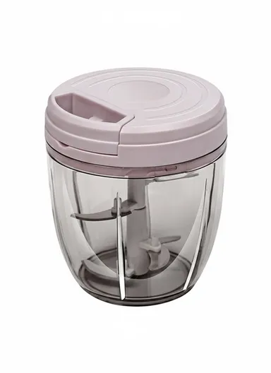 1000ml Manual Hand Pull Food Chopper, Compact Vegetable Cutter with Stainless Steel Blades - Pink