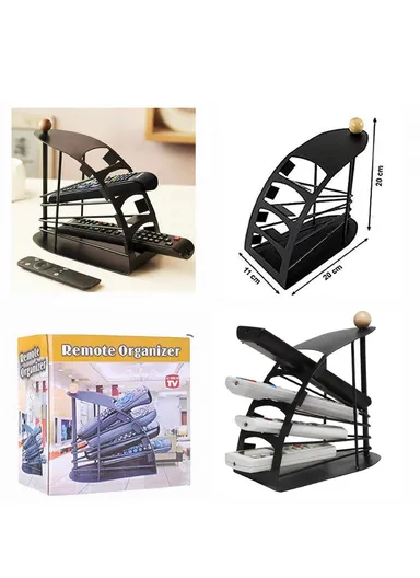4-Slot Metal Remote Organizer with Mesh Design &amp; Steel Base (L20 x W11 x H18)cm