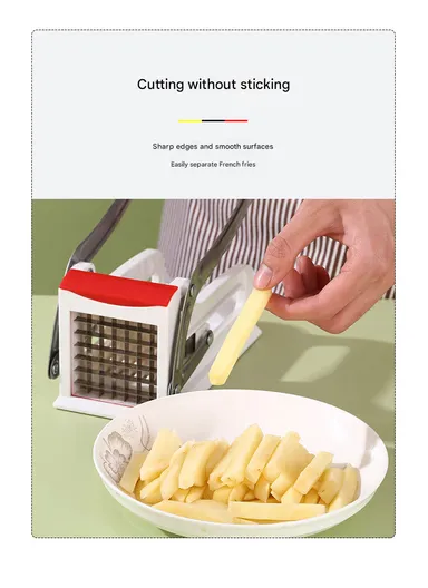 Heavy-Duty Potato &amp; Vegetable Cutter with Stainless Steel Blades and Easy-Grip Handle (W17 x D9 x H10)