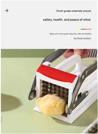 Heavy-Duty Potato &amp; Vegetable Cutter with Stainless Steel Blades and Easy-Grip Handle (W17 x D9 x H10)