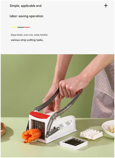 Heavy-Duty Potato &amp; Vegetable Cutter with Stainless Steel Blades and Easy-Grip Handle (W17 x D9 x H10)