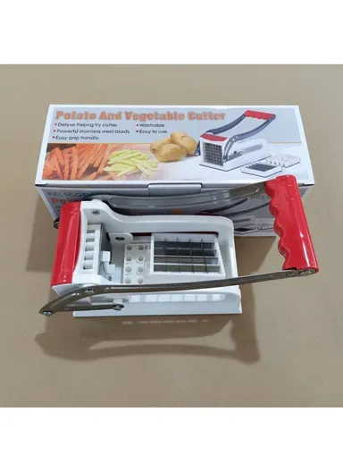 Heavy-Duty Potato &amp; Vegetable Cutter with Stainless Steel Blades and Easy-Grip Handle (W17 x D9 x H10)