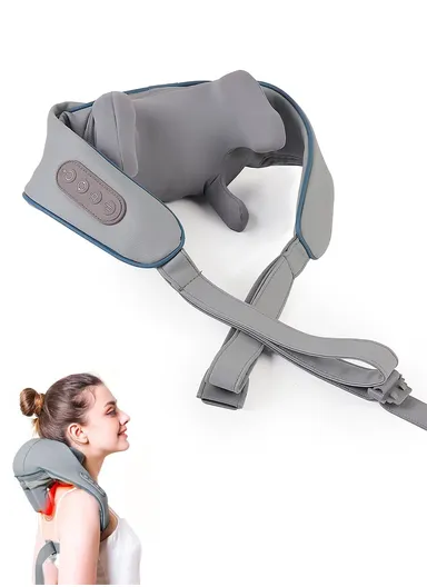 20W Heated Neck &amp; Trapezius Massager with Powerful Deep-Kneading Therapy