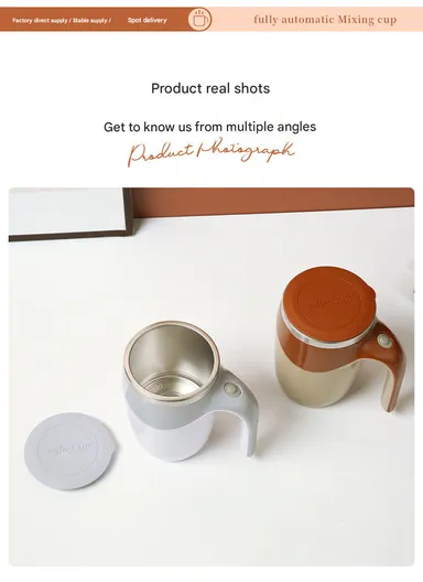 430ml Automatic Self-Stirring Cup, Heat-Resistant Travel Mug for Coffee, Milk, Tea &amp; More