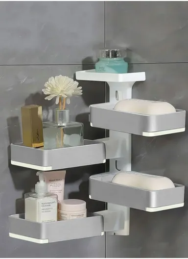 4-Layer No-Drill Bathroom Shower Organizer Rack – Grey