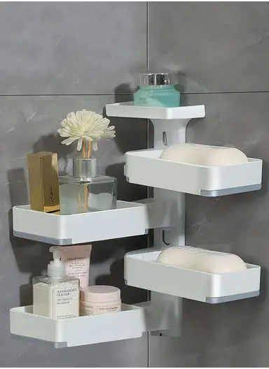 4-Layer No-Drill Bathroom Shower Organizer Rack – White