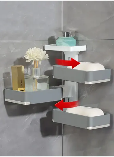 3-Layer No-Drill Bathroom Shower Organizer Rack – Grey