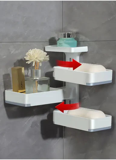 3-Layer No-Drill Bathroom Shower Organizer Rack – White