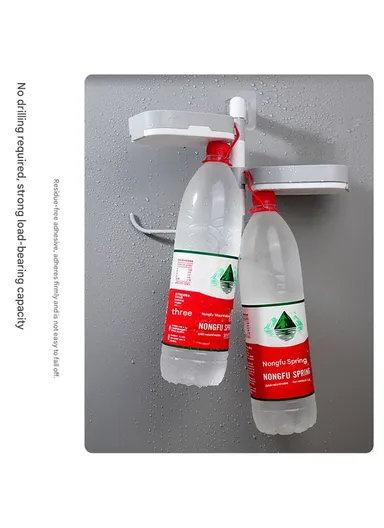 Double-Layers Wall-Mounted Bathroom Shelf with Strong Adhesive Stickers - White