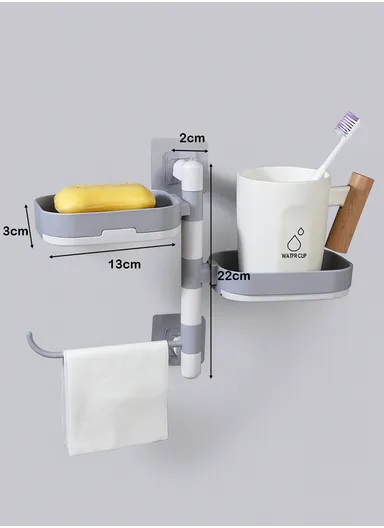 Double-Layers Wall-Mounted Bathroom Shelf with Strong Adhesive Stickers - White