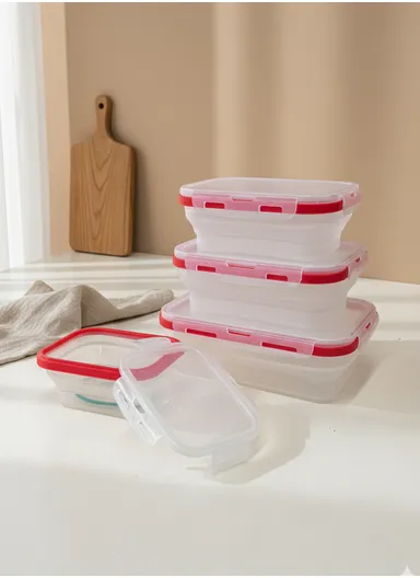 4PCS Foldable Silicone Food Containers with Leak-Proof Lids