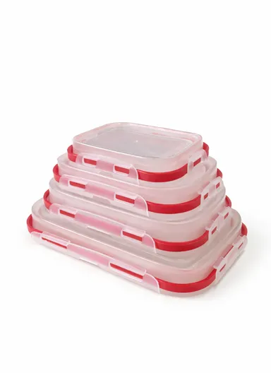 4PCS Foldable Silicone Food Containers with Leak-Proof Lids