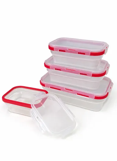 4PCS Foldable Silicone Food Containers with Leak-Proof Lids