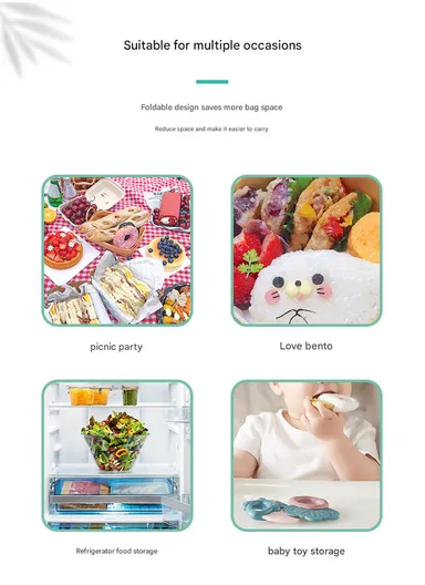 4-Pieces Foldable Silicone Lunch Box Set - Red