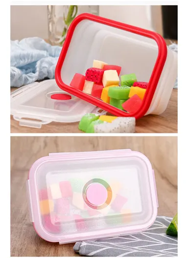 4-Pieces Foldable Silicone Lunch Box Set - Red