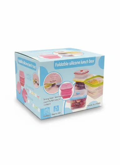 4-Pieces Foldable Silicone Lunch Box Set - Red