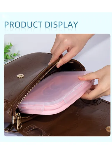 4-Pack Foldable Silicone Food Storage Lunch Box Set - Pink