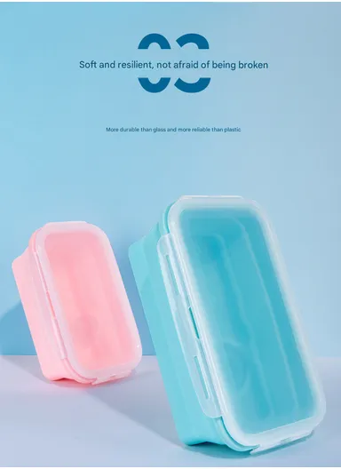 4-Packs Foldable Silicone Food Storage Lunch Boxes - Blue