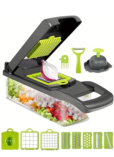16-in-1 Multi-Functional Vegetable Chopper &amp; Slicer With Container (L31 x W10 x H12)cm