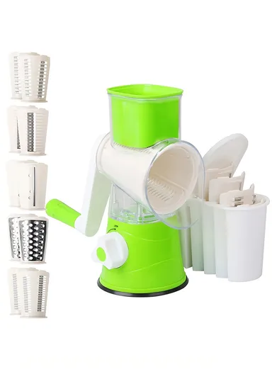 5-in-1 Multi-function Tabletop Drum Grater with Ultra Sharp Blades, Suction Base &amp; 5 Interchangeable Drums (D11 x H24)cm
