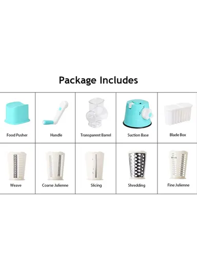 5-in-1 Multi-function Tabletop Drum Grater with Ultra Sharp Blades, Suction Base &amp; 5 Interchangeable Drums (D11 x H24)cm