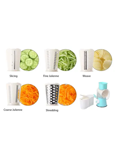 5-in-1 Multi-function Tabletop Drum Grater with Ultra Sharp Blades, Suction Base &amp; 5 Interchangeable Drums (D11 x H24)cm