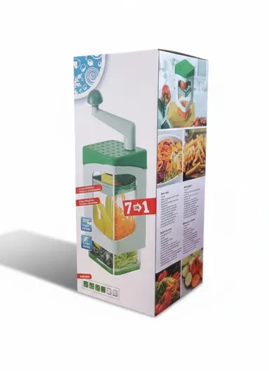 7-in-1 Manual Vegetable Chopper &amp; Slicer with Hand-Crank, Multi-Blade Dicer Set