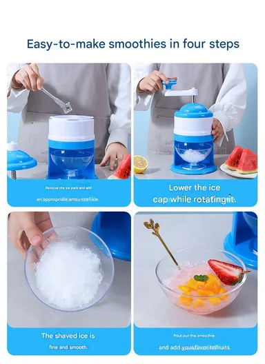 Ice Crusher Manual Multifunction Shaver, Durable, Heat-Resistant with Ice Bowl BLD-16