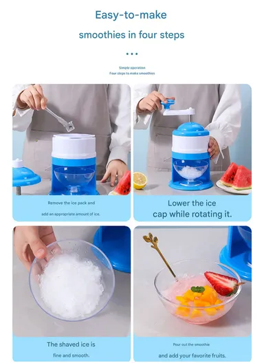 Ice Crusher Manual Multifunction Shaver, Durable, Heat-Resistant with Ice Bowl BLD-16