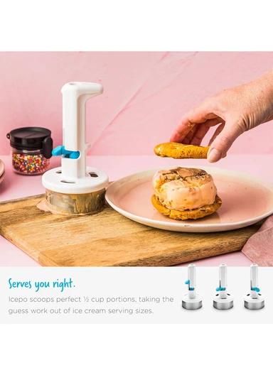 Premium Stainless Steel Ice Cream Sandwich Maker with Perfect ½ Cup Scoop