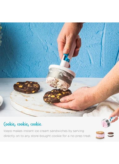 Premium Stainless Steel Ice Cream Sandwich Maker with Perfect ½ Cup Scoop