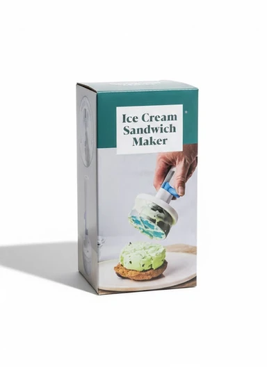 Premium Stainless Steel Ice Cream Sandwich Maker with Perfect ½ Cup Scoop