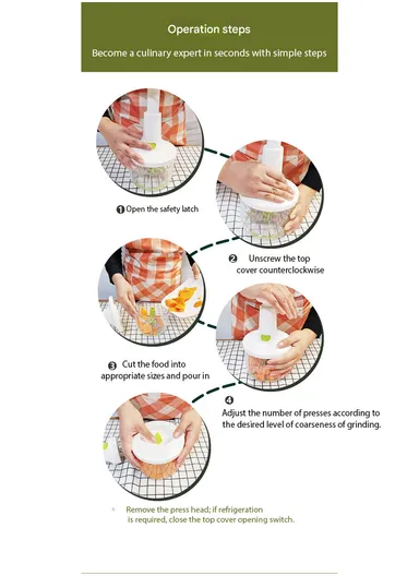 Kitchen High-Speed Manual Chopper Grinder - White