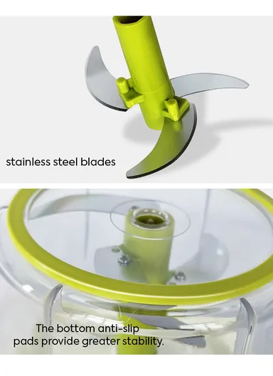 Hand-Press Manual Food Chopper with Detachable Blades - White