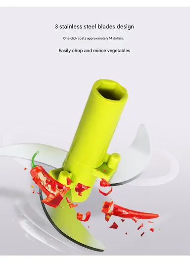 Hand-Press Manual Food Chopper with Detachable Blades - White