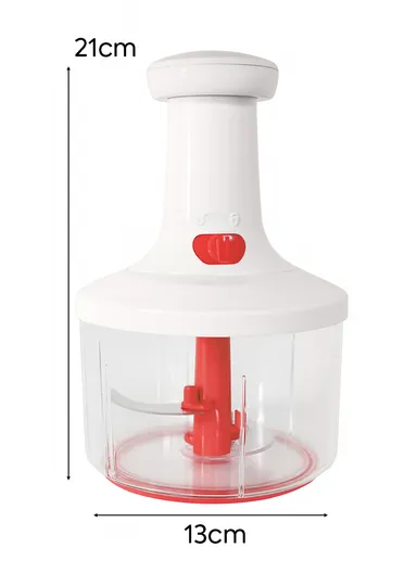 Hand-Press Manual Food Chopper with Detachable Blades - White