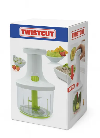 Hand-Press Manual Food Chopper with Detachable Blades - White