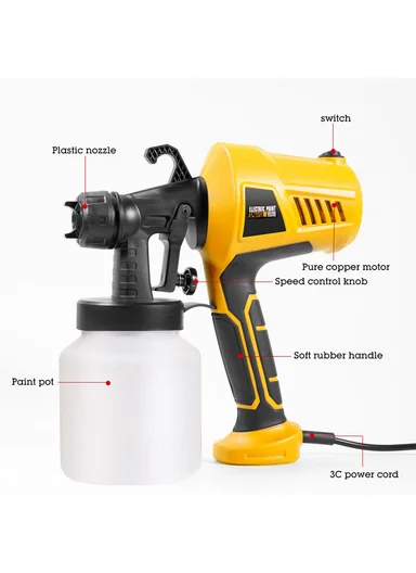 400W Electric Paint Sprayer Elite, Handheld Compact Paint Gun with 360° Multi-Directional Nozzle &amp; 800ml Container
