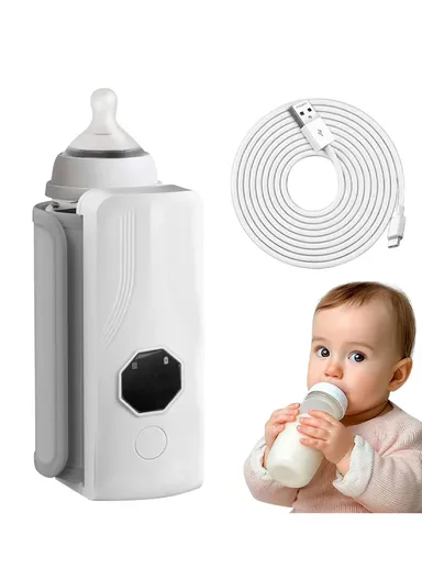 Rechargeable Milk Bottle Warmer With Multi-Level Temperature Adjustment &amp; LED Display Screen
