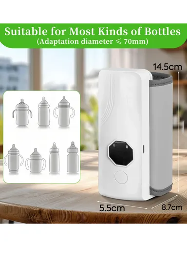 Rechargeable Milk Bottle Warmer With Multi-Level Temperature Adjustment &amp; LED Display Screen
